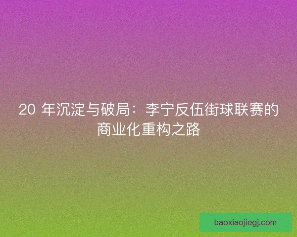 20 年沉淀与破局：李宁反伍街球联赛的商业化重构之路