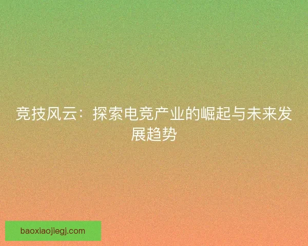 竞技风云：探索电竞产业的崛起与未来发展趋势