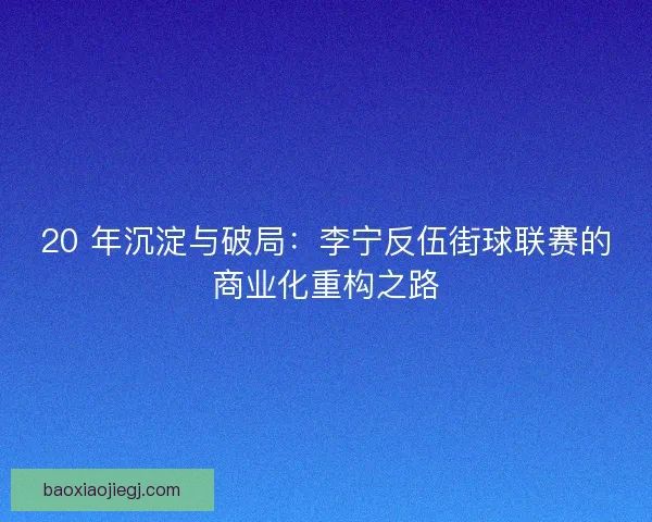 20 年沉淀与破局：李宁反伍街球联赛的商业化重构之路